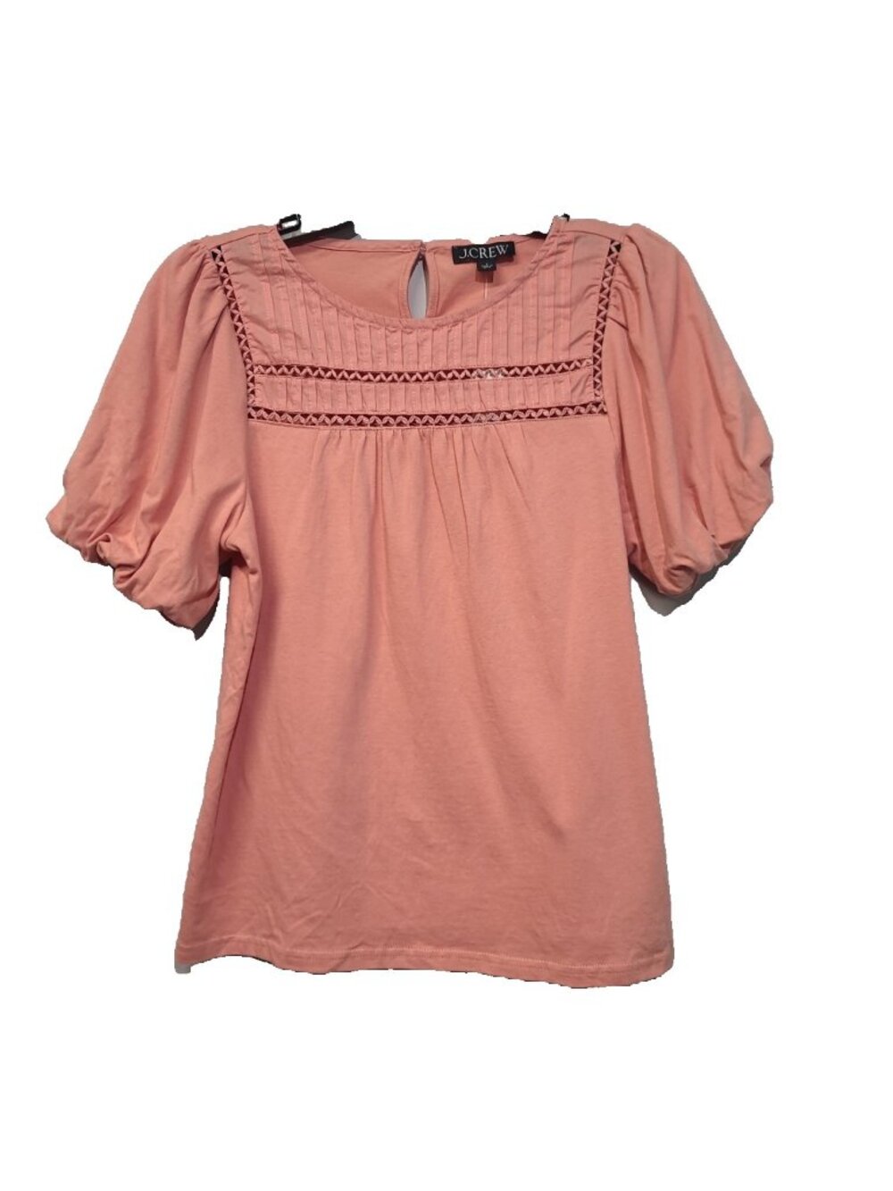 J.Crew Lace-Trim Puff-Sleeve T-Shirt Blouse S Orange NWT
